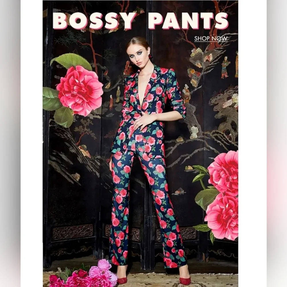 NWT! Alice + Olivia Olivia Floral Fit-and-Flare Boot-Cut Pants